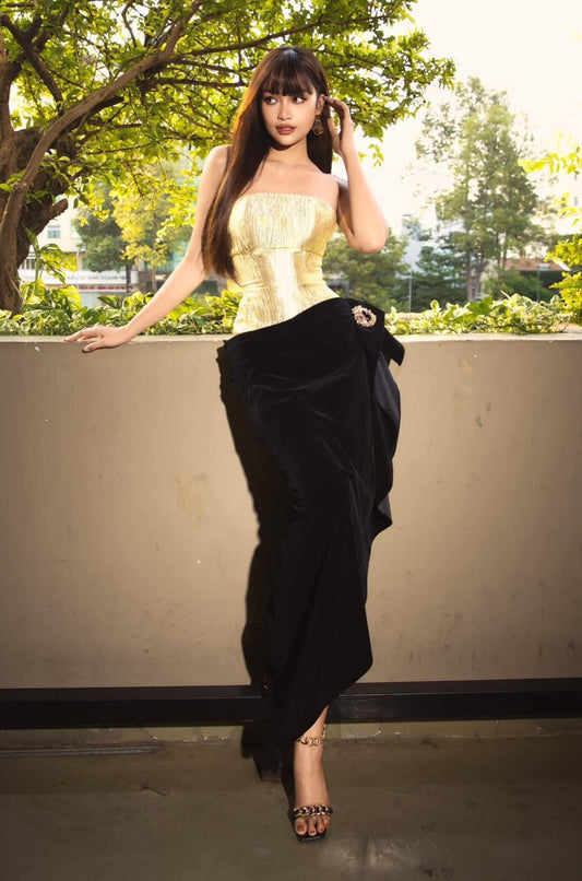 Strapless-Draped Dress