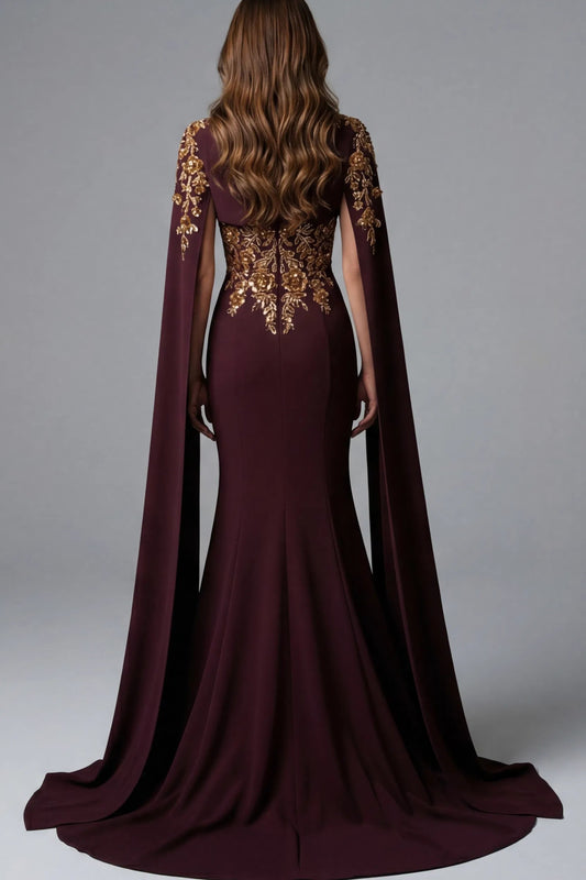 Embroidered Column Gown