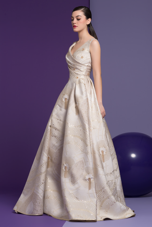 Embroidered Sleeveless Clarette Gown