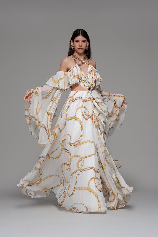 Donnas Cold Shoulder Gown