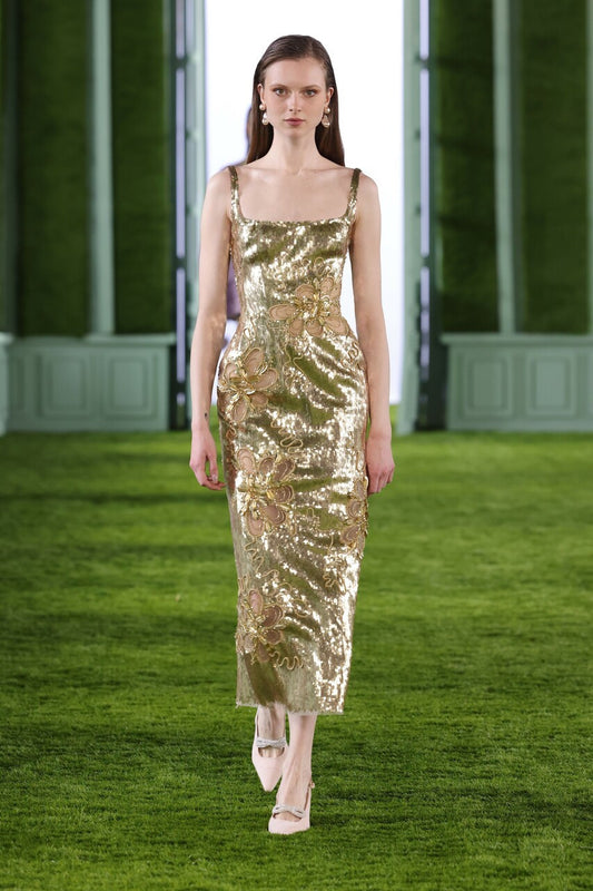 Metallic Sequin Midi Dress