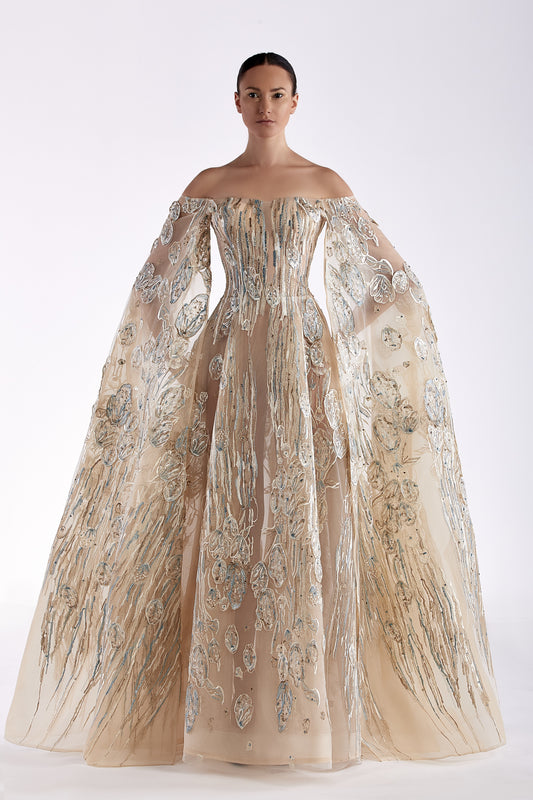 Tulle Embroidered  Gown