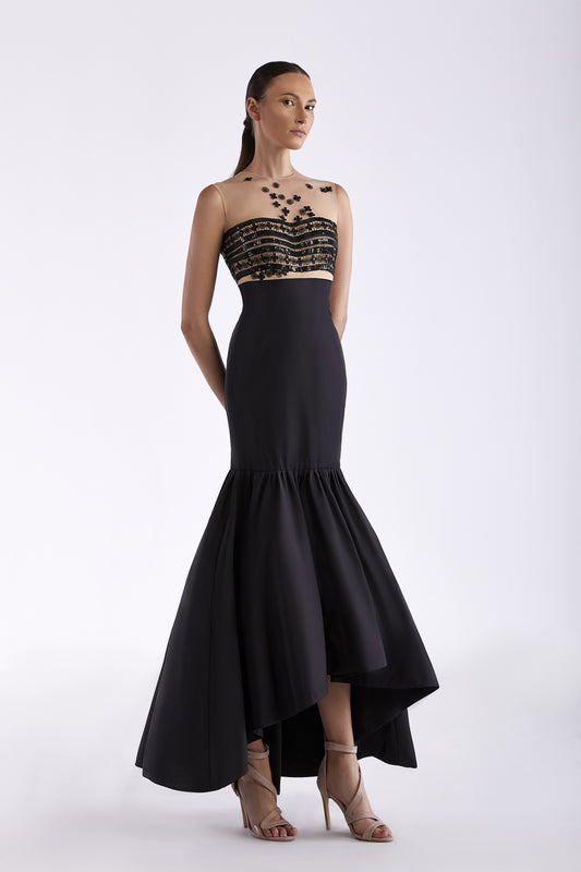 Taffeta and Lace Illusion Gown