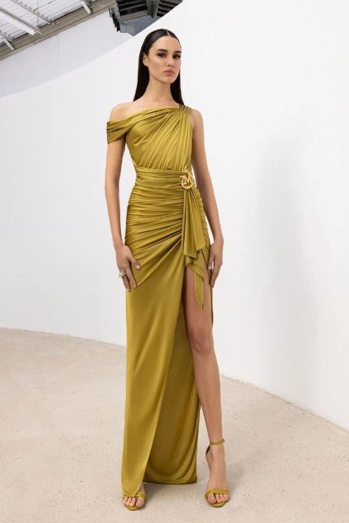 Jersey Gown with Brooch