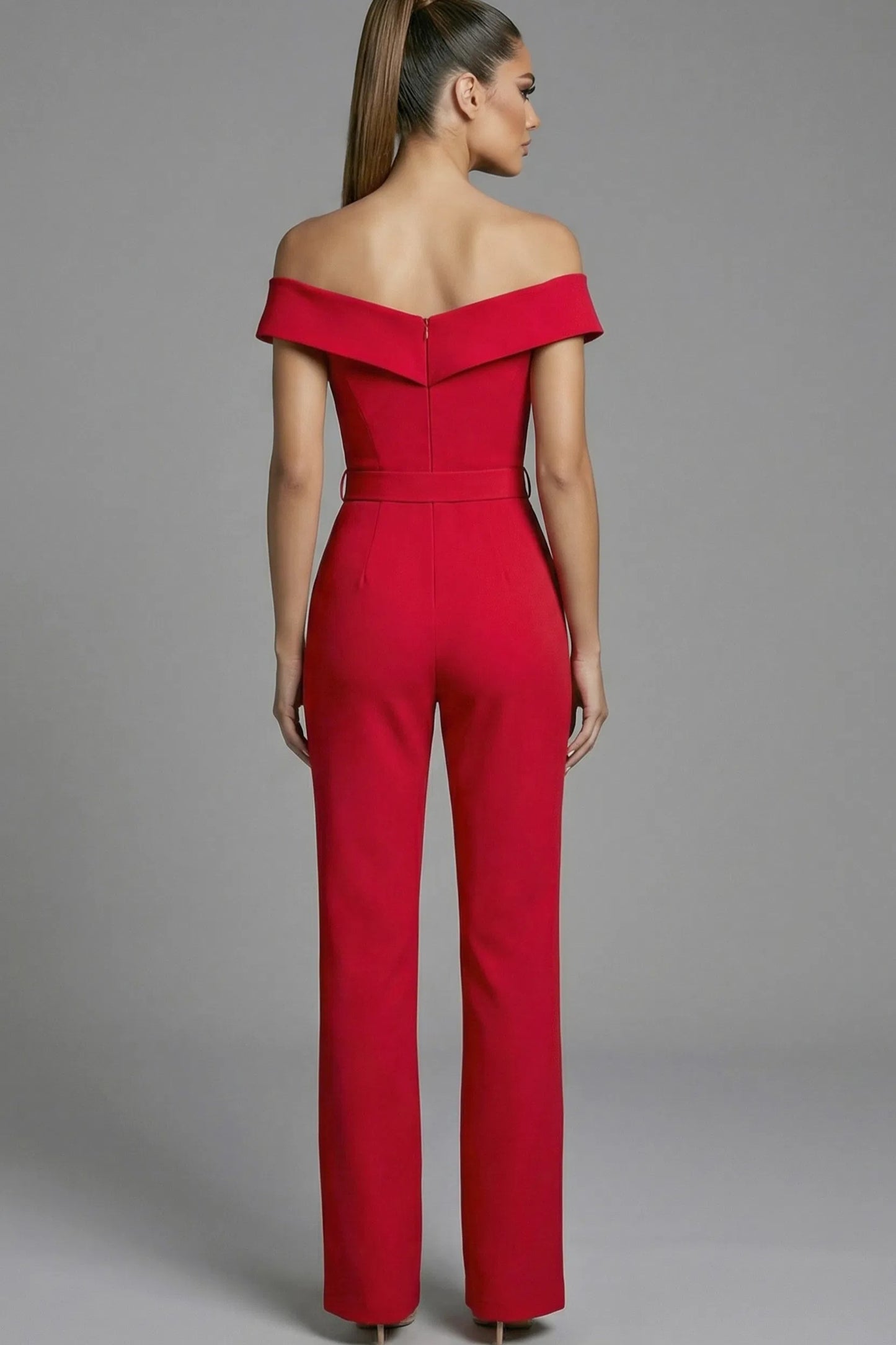 Off Shoulder Tailored Jumpsuit