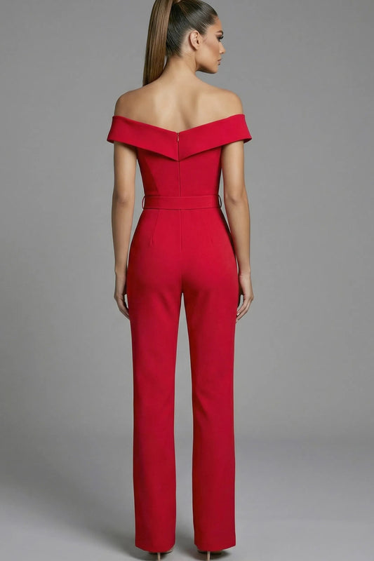 Off Shoulder Tailored Jumpsuit