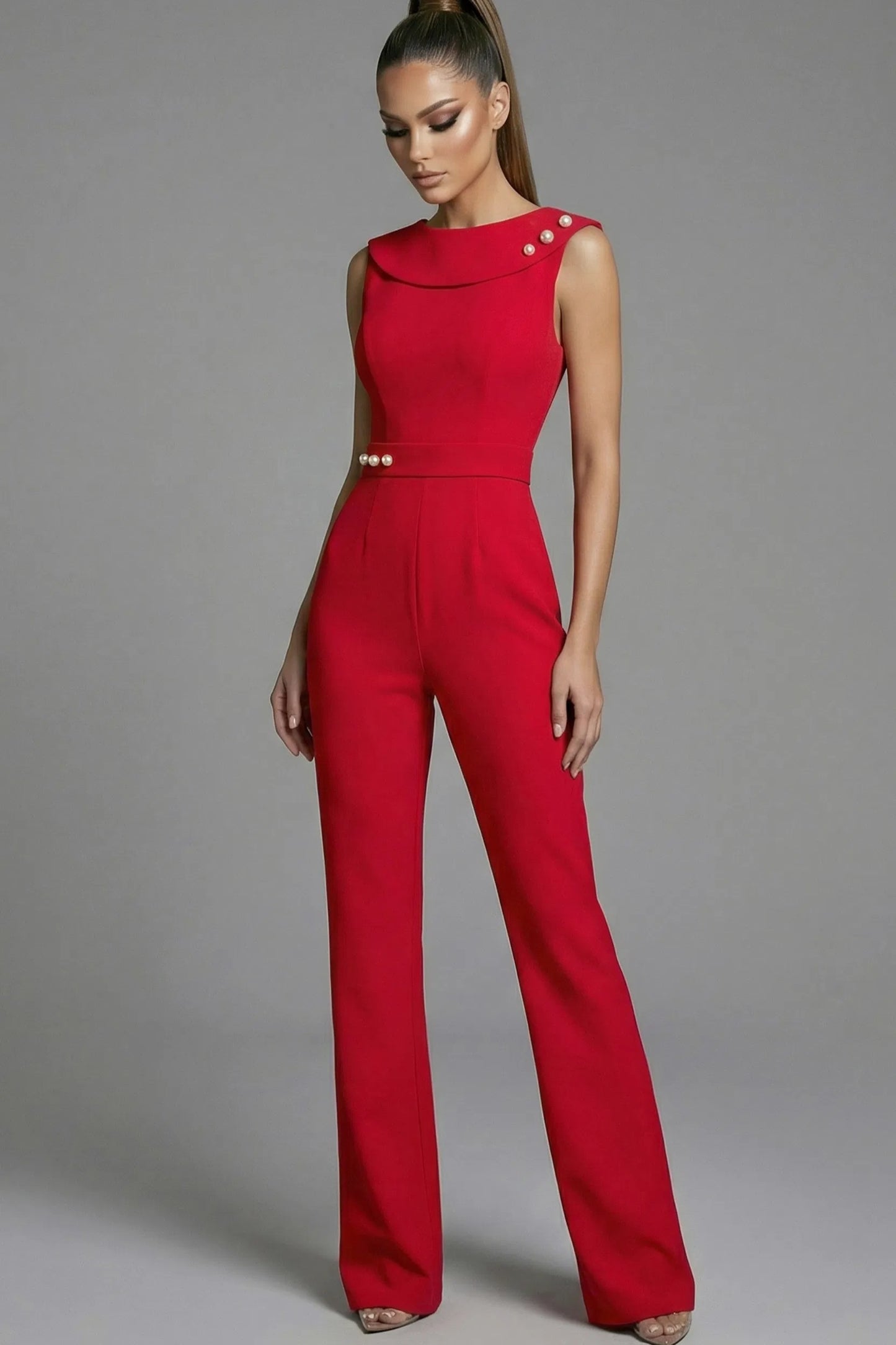 Off Shoulder Tailored Jumpsuit