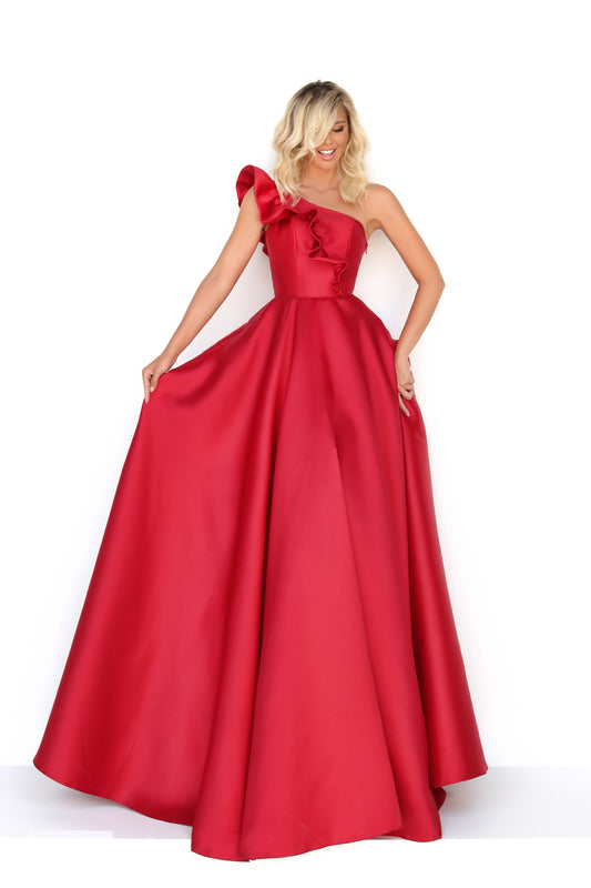 One Shoulder Taffeta Gown