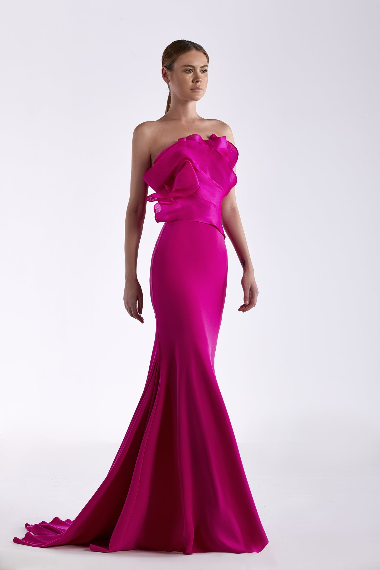 Crepe and Organza Gown