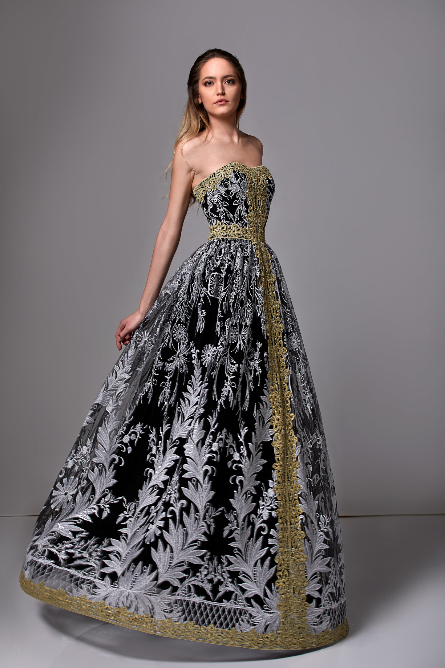 Strapless Lace Ball Gown