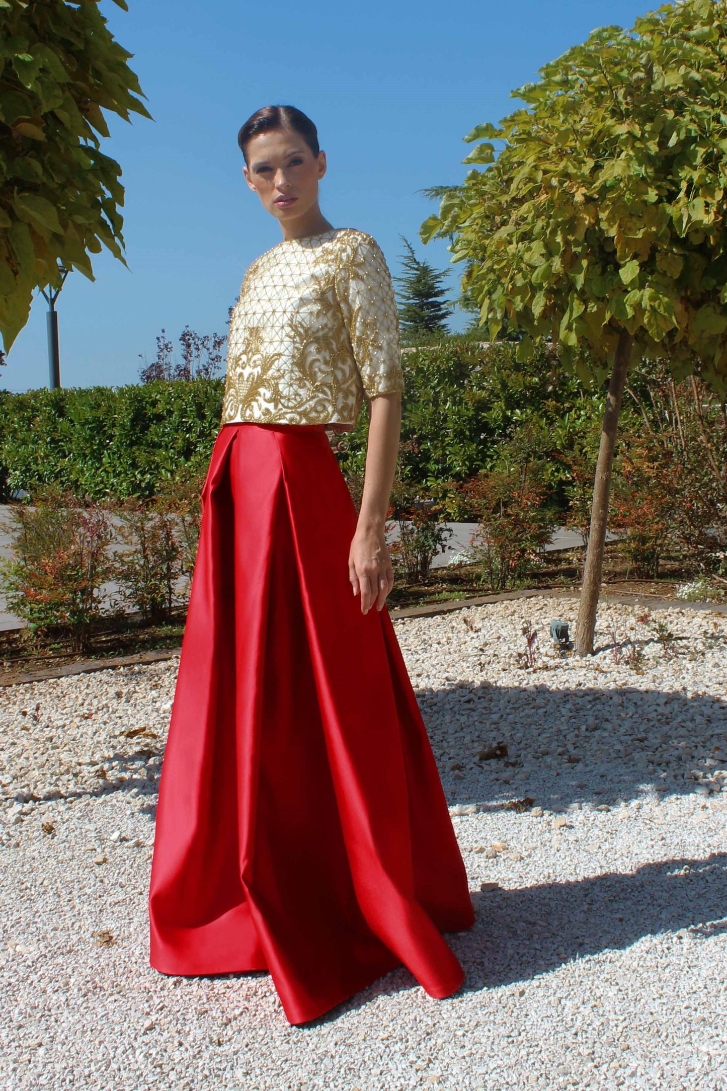 Beaded Top and Satin Skirt