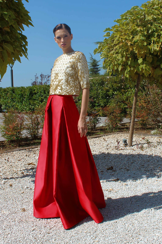Beaded Top and Satin Skirt