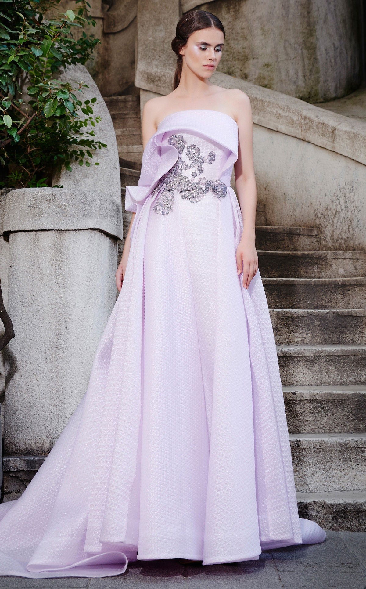 Folded Strapless  Gown