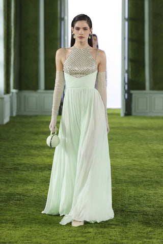 Georgette Gown with Attached Cape