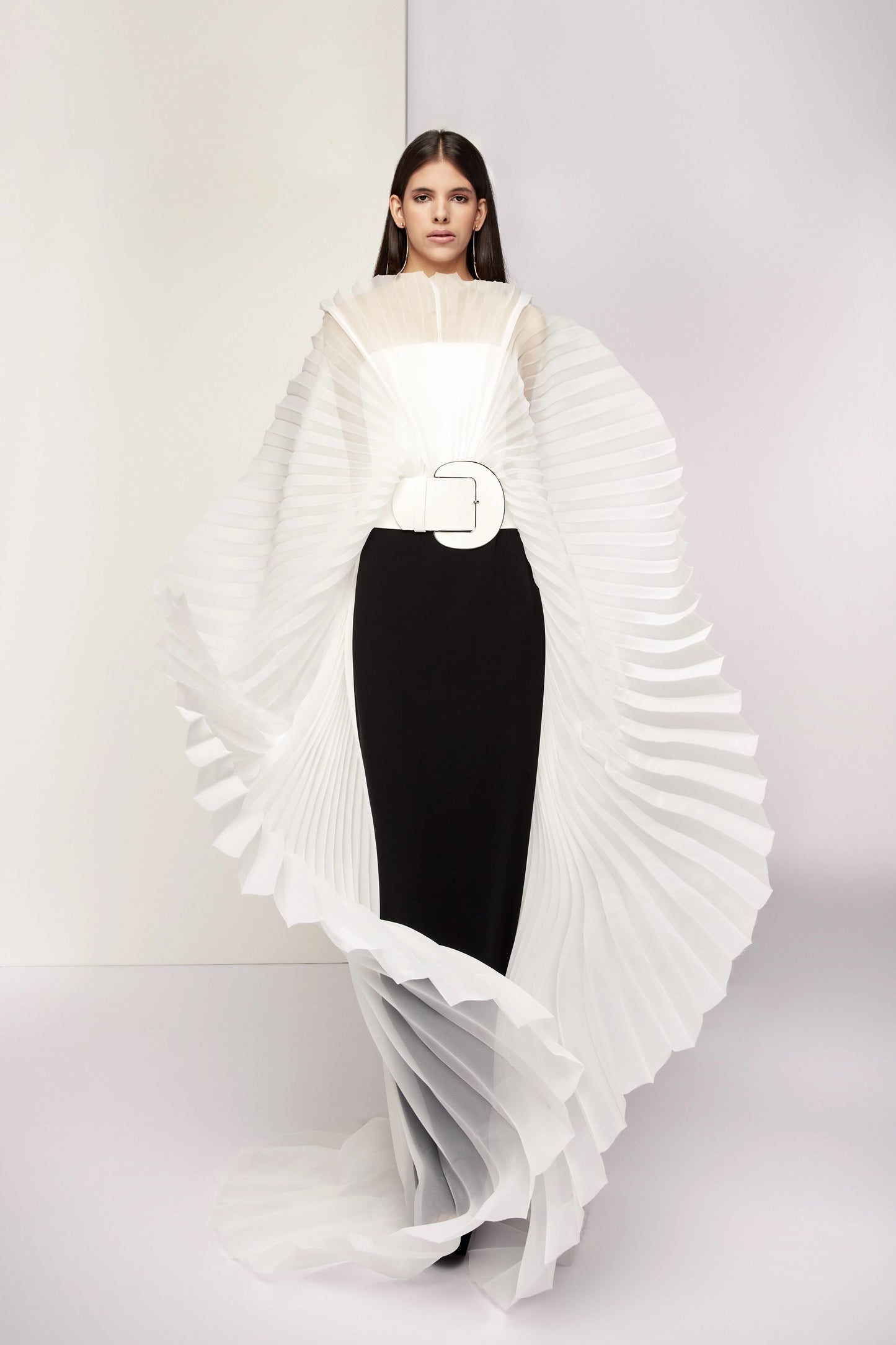 Frassino Pleated Belted Gown