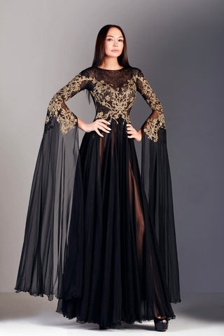 Chiffon Embroidered Gown