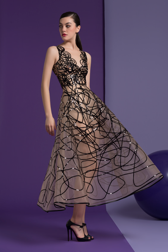 Nude Sleeveless Britanny Midi-Tea Dress