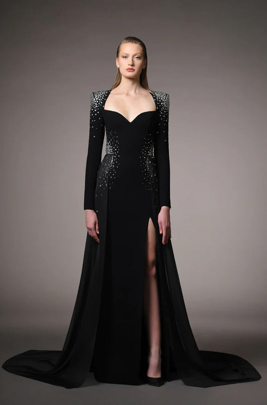 Long-Sleeve Embroidered Dress