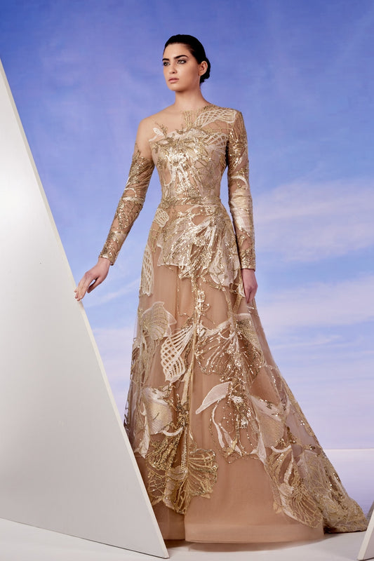 Sequin Applique Gown