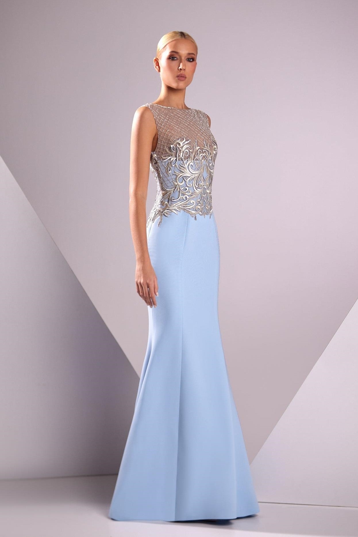 Crepe Cady Flared Gown