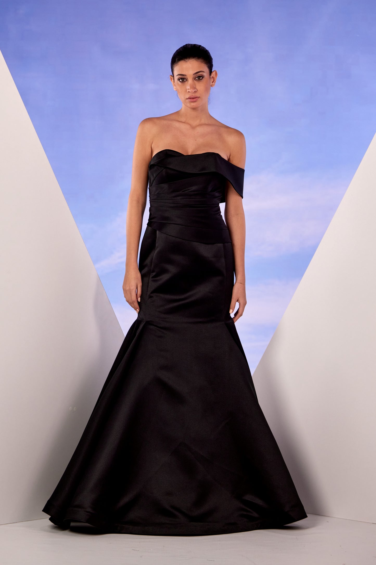 Off-Shoulder One-Strap Gown