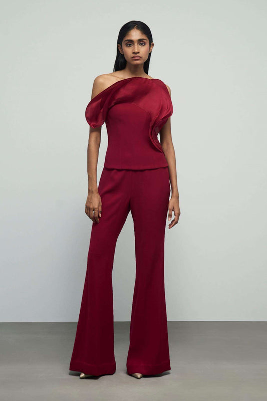 Wave Ruffle Top with Trouser