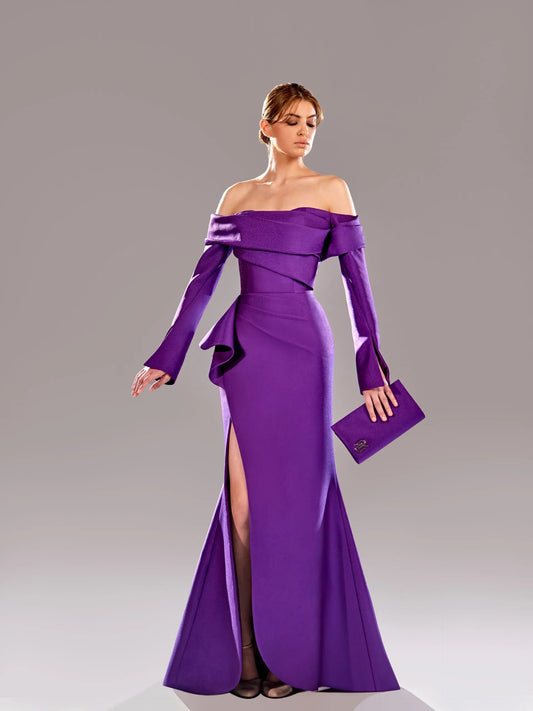 Strapless Open-Shoulder Gown