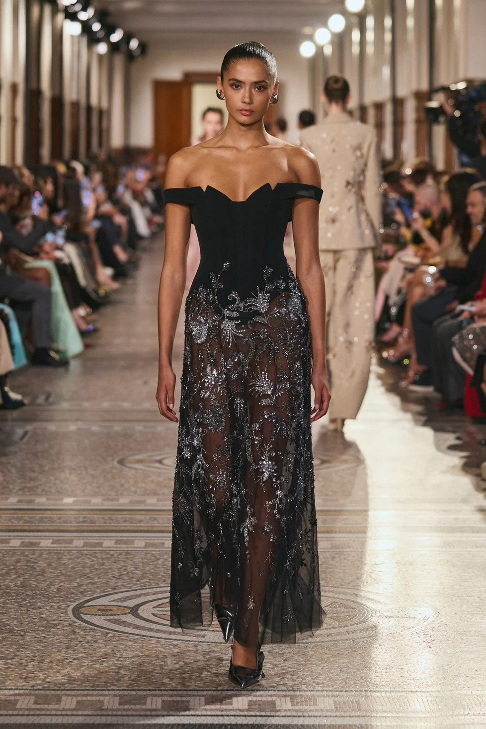 Off Shoulder Embroidered Gown