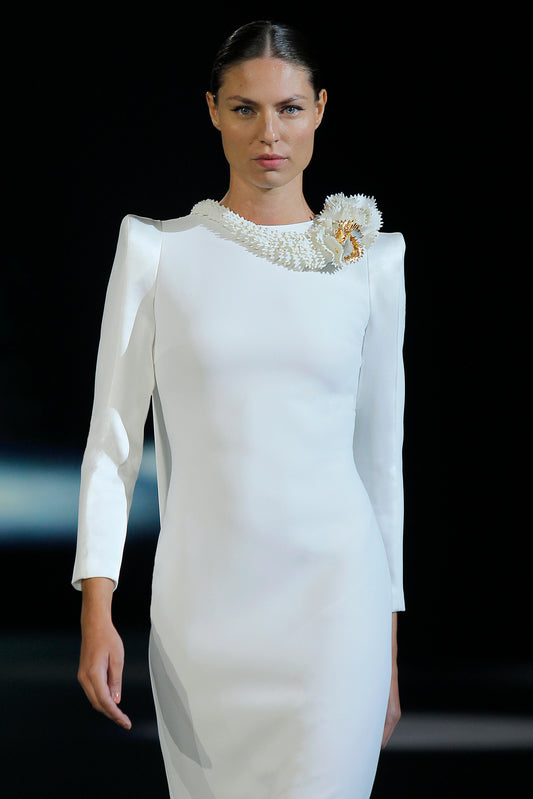 Caposele Long Sleeve Structured Shoulder Gown