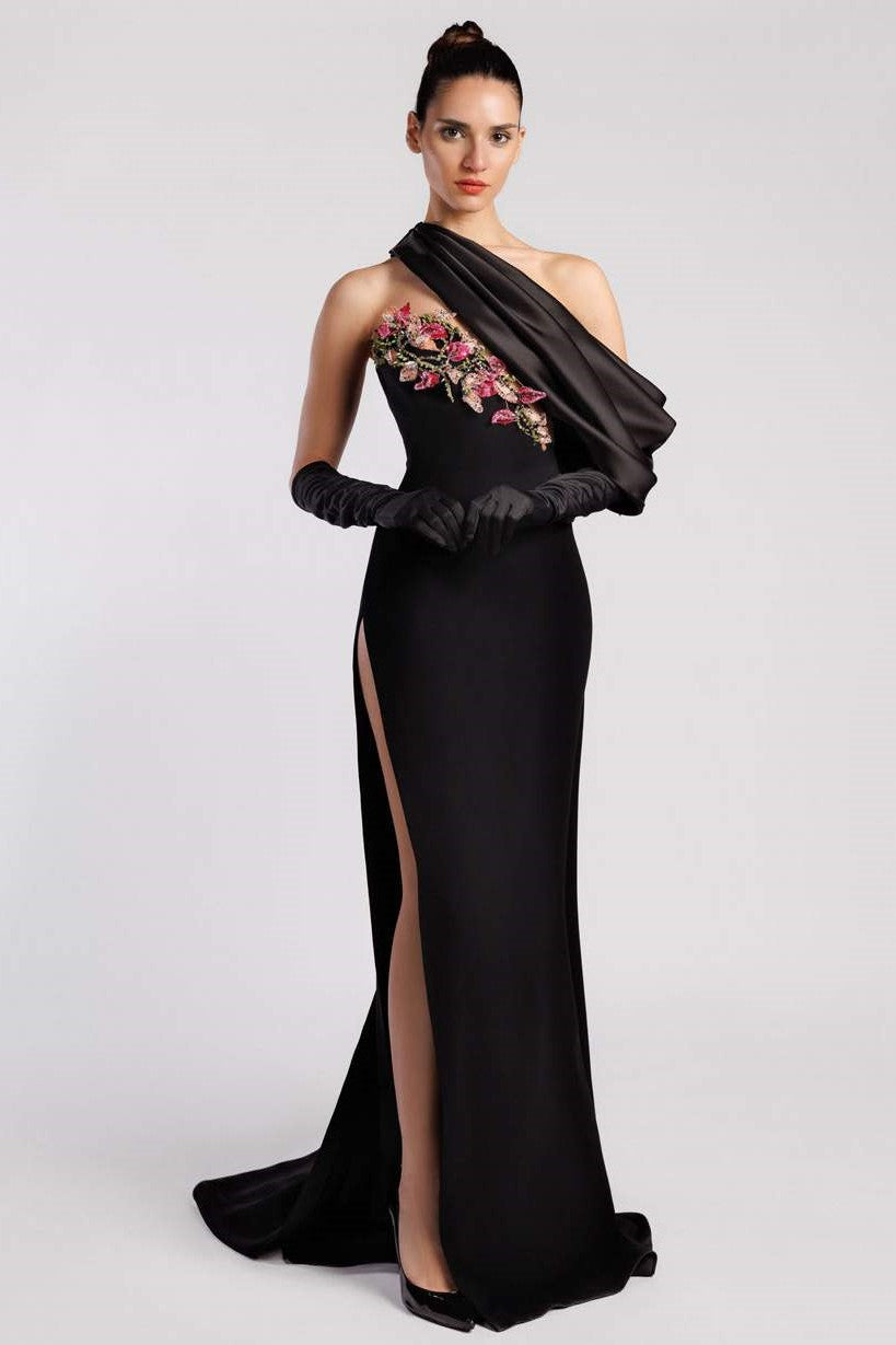 Crepe Sleeveless Fitted Gown
