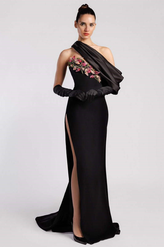 Crepe Sleeveless Fitted Gown