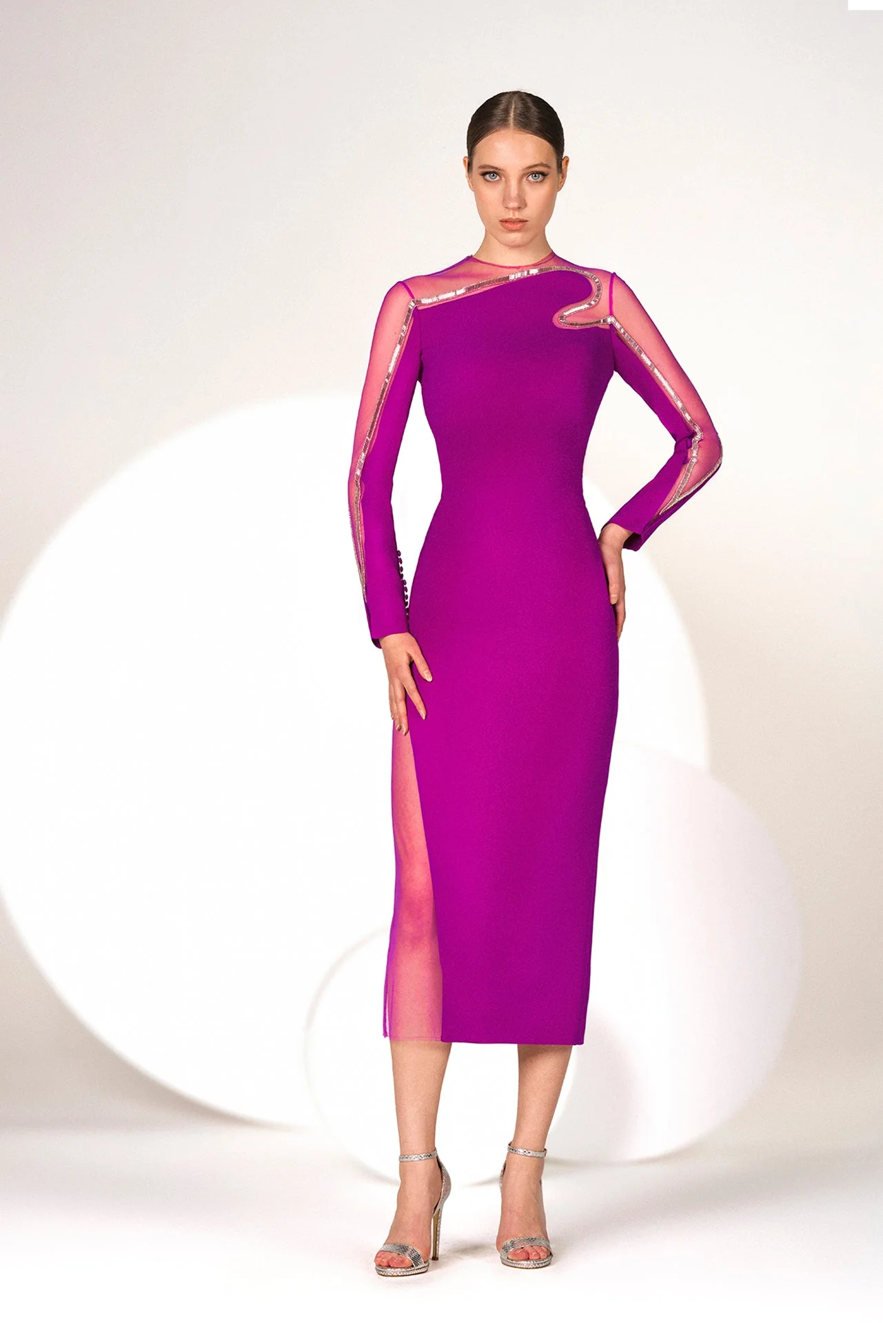 Crepe Illusion Midi Dress