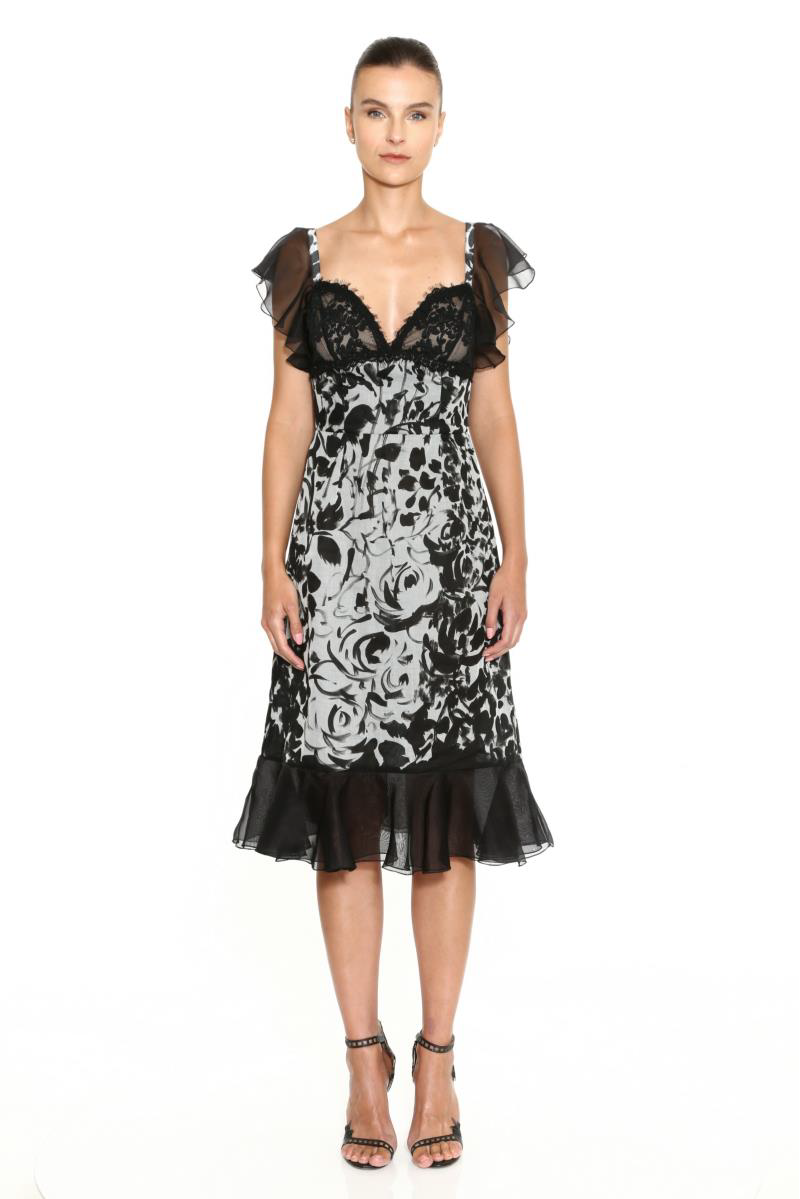 Printed Organza Cocktail Dress