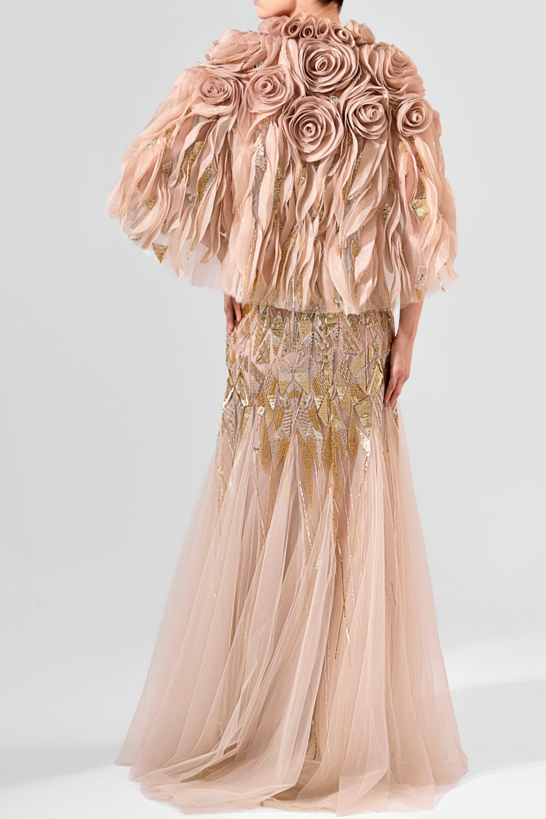 Embroidered Tulle Gown