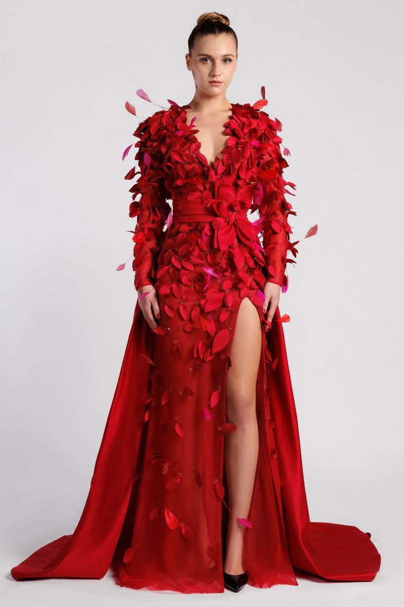 Long Sleeve Laser Cut Gown