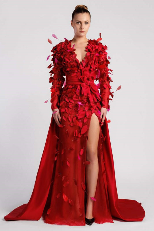 Long Sleeve Laser Cut Gown