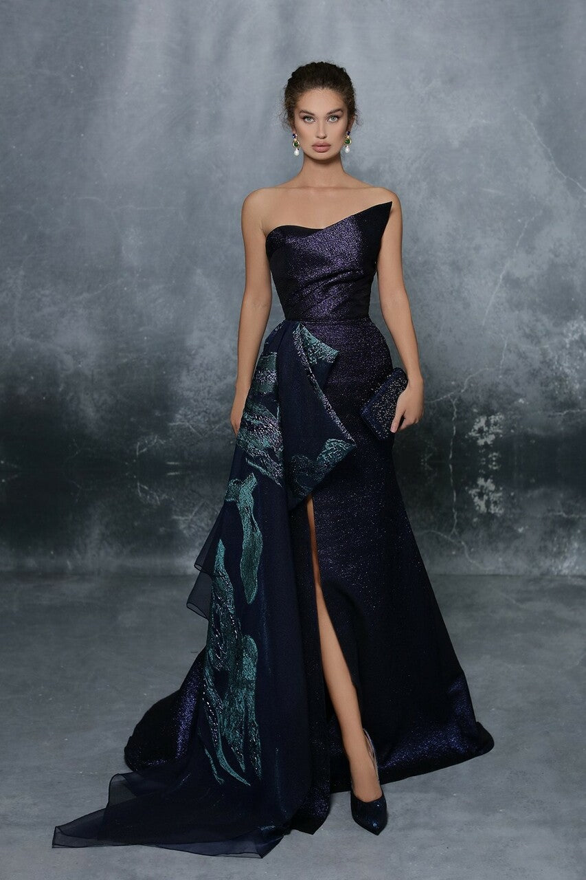 High Slit Jacquard Gown