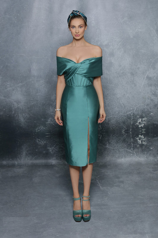 Classy Off Shoulder Taffeta  Dress