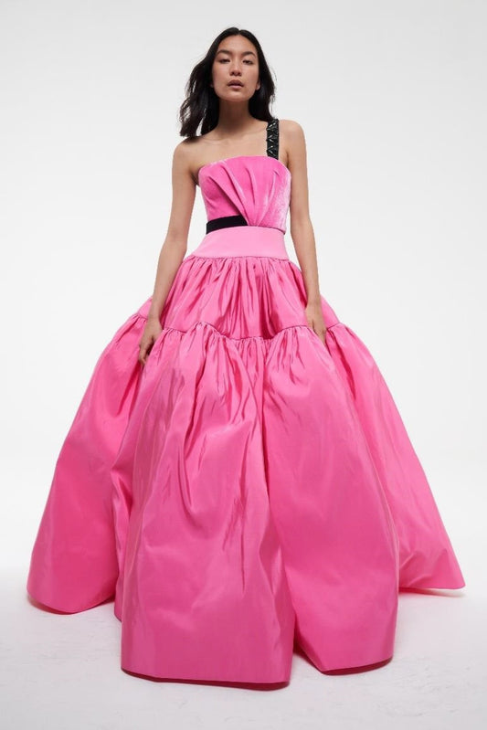 Powder Pink One Shoulder Ball Gown