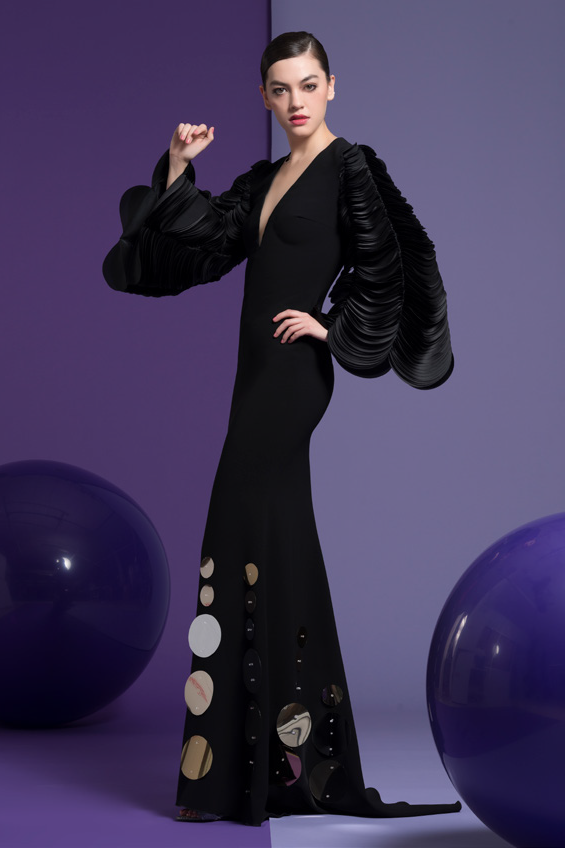 Black Long Sleeve Clary Gown