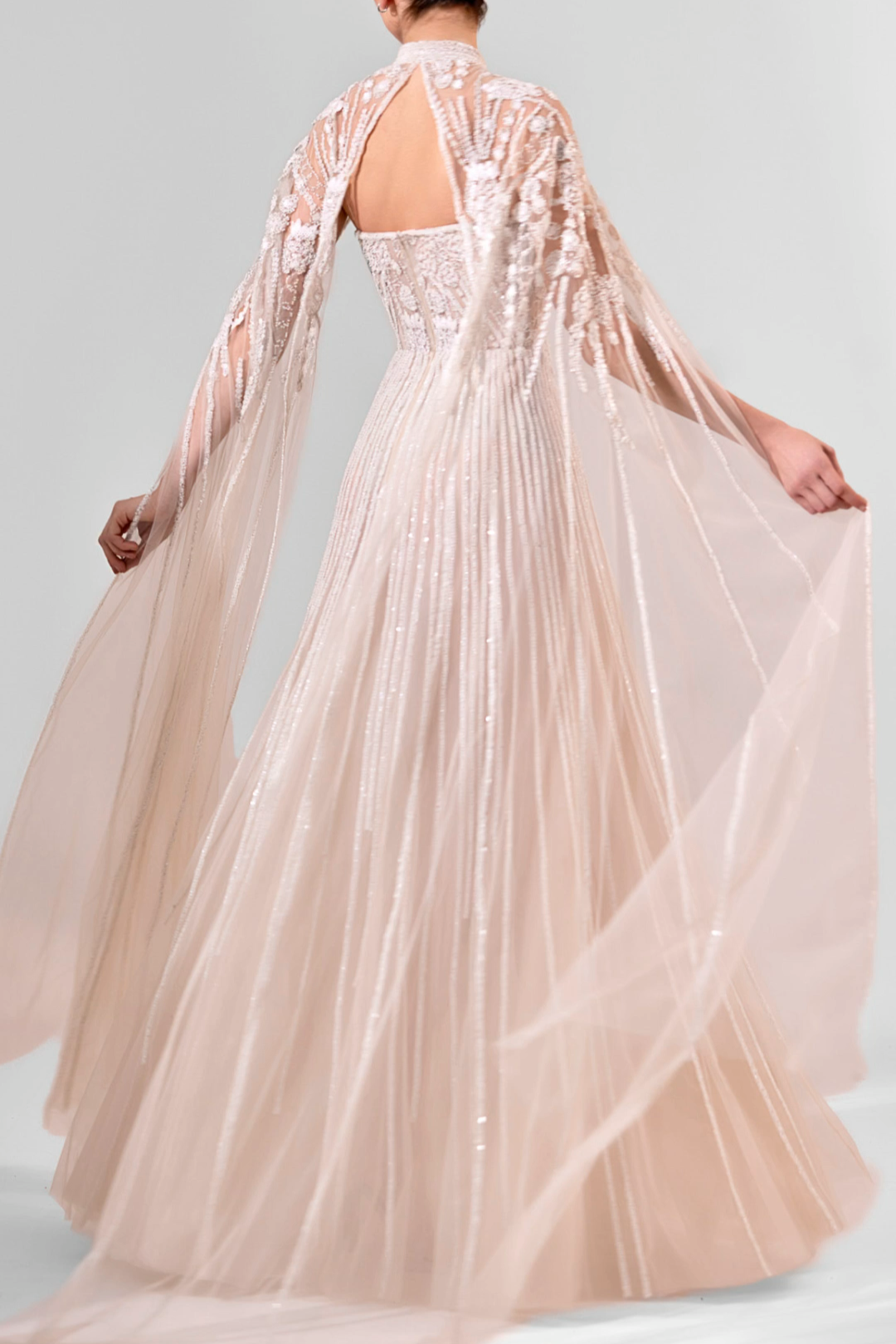 Fully Embroidered Tulle Gown