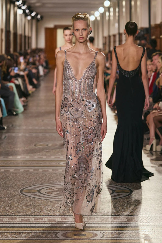 Satin Sheer Midi Gown