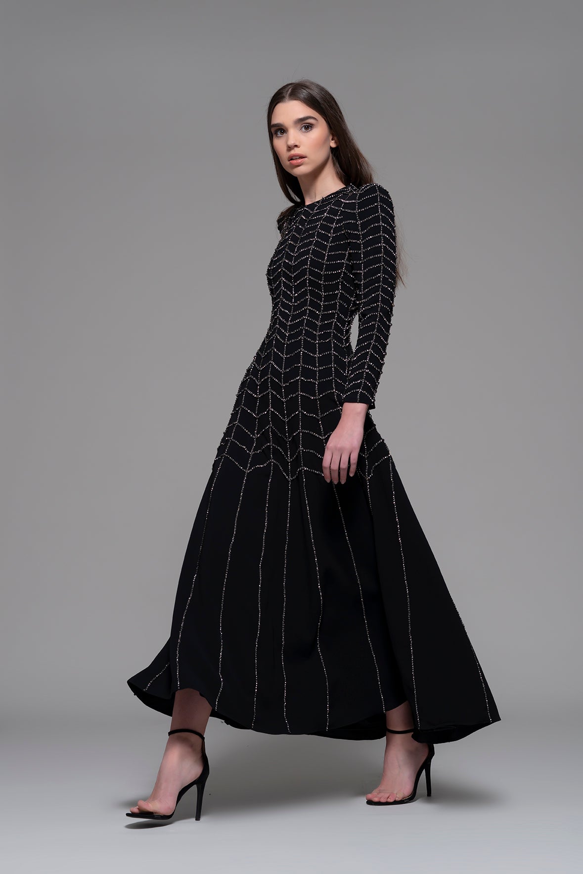 Escolca Long Sleeve Sequin Gown
