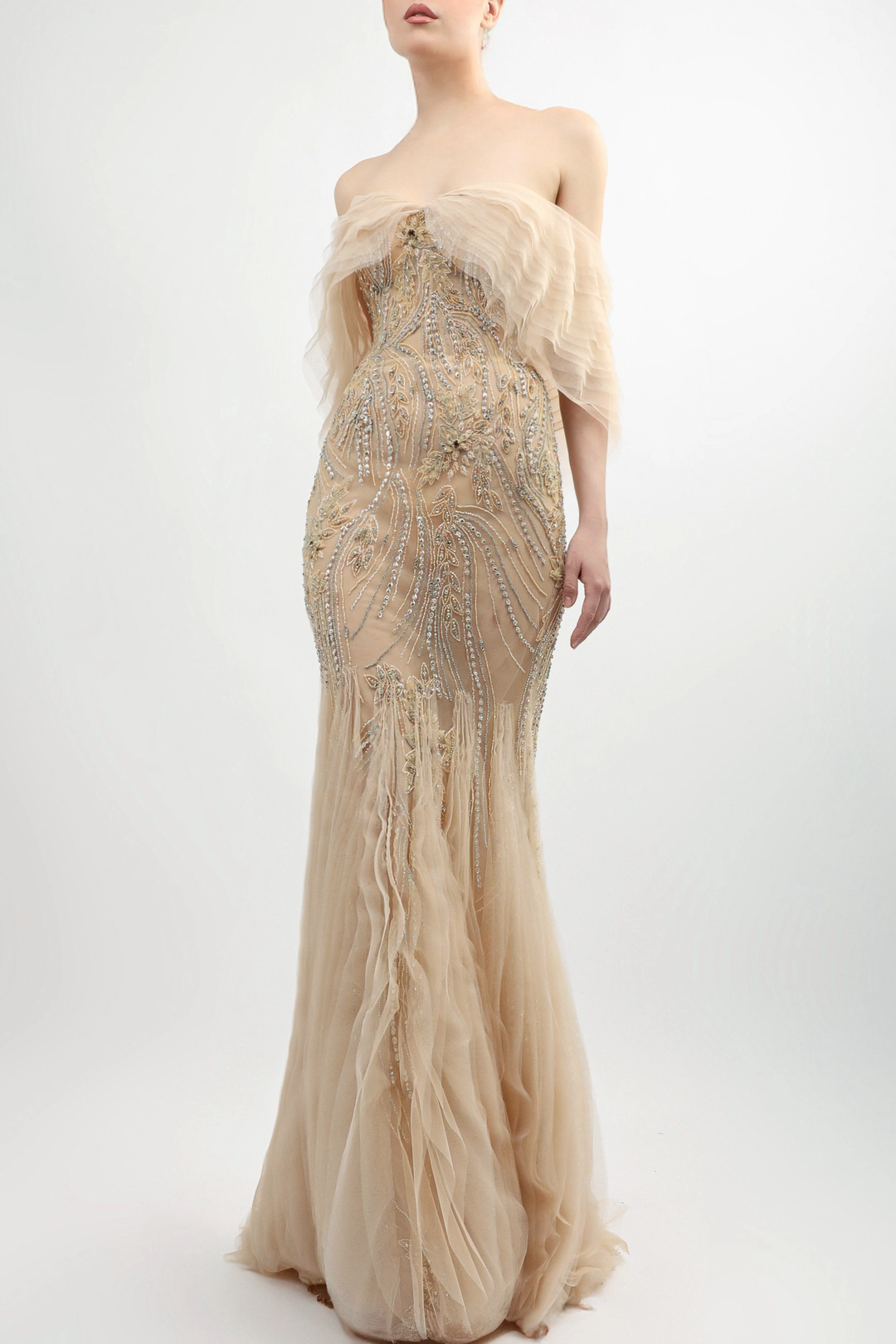 Off-Shoulder Tulle Gown