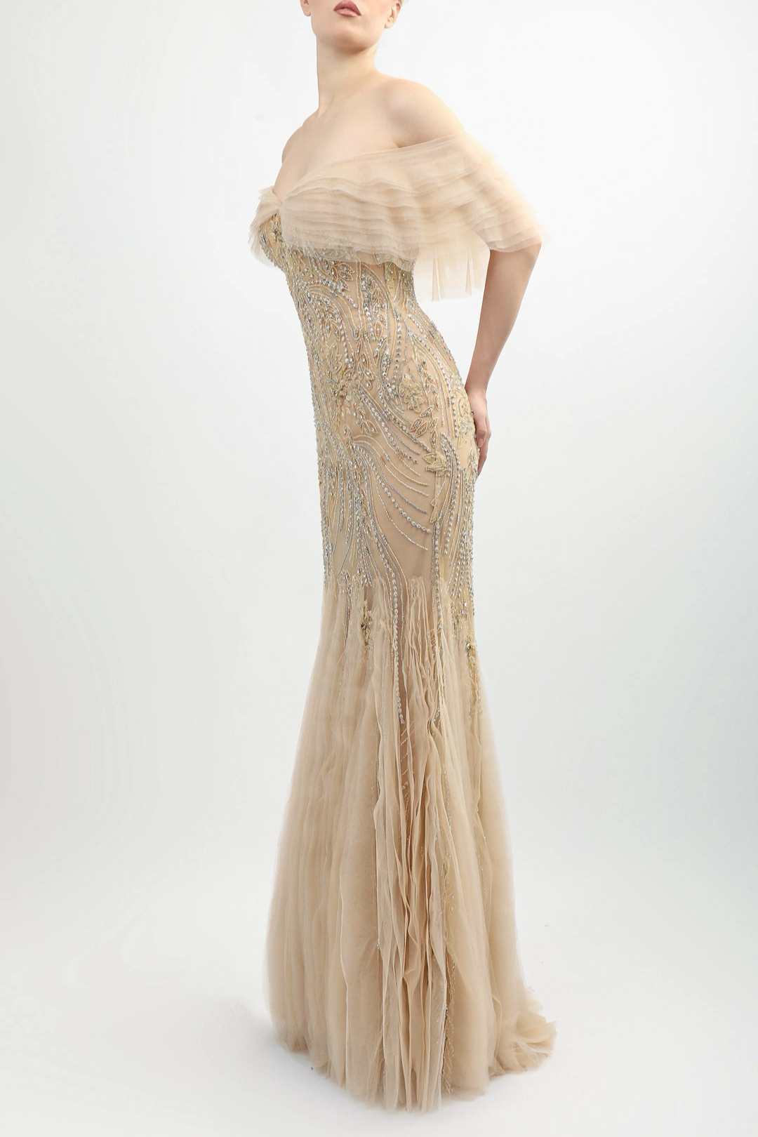 Off-Shoulder Tulle Gown