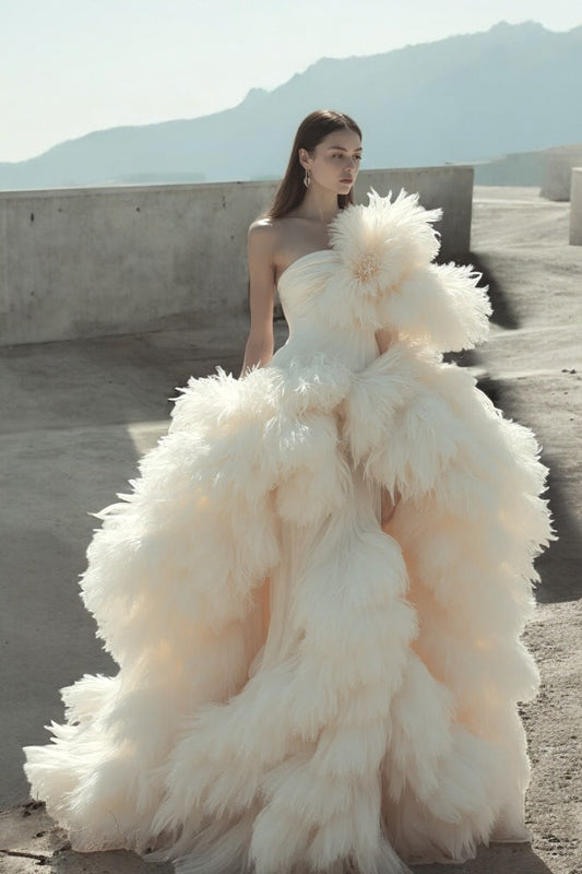 Feathered Camille Gown