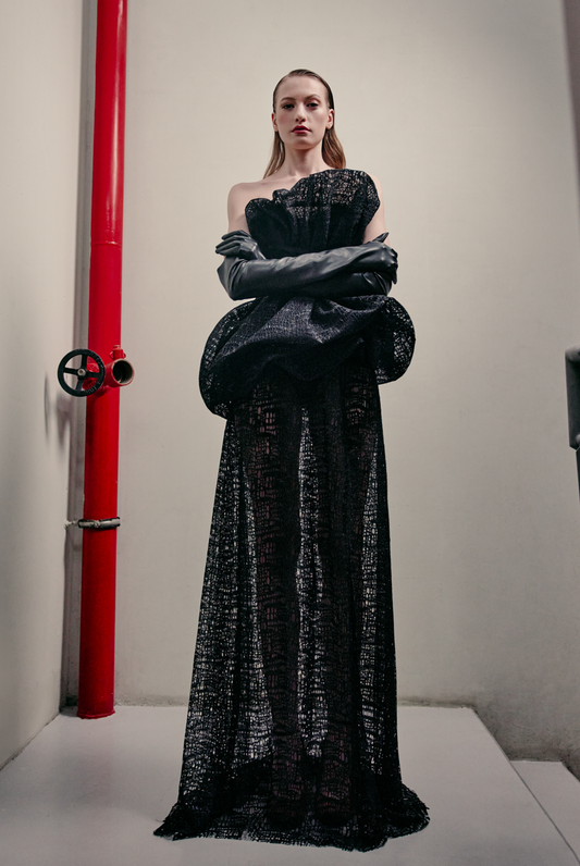 Peplum-Lace Gown