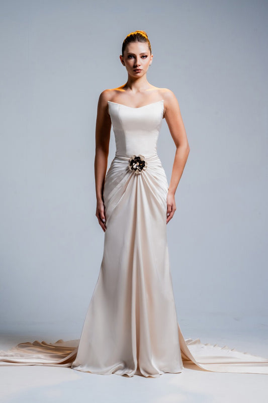 Double Satin Strapless Gown