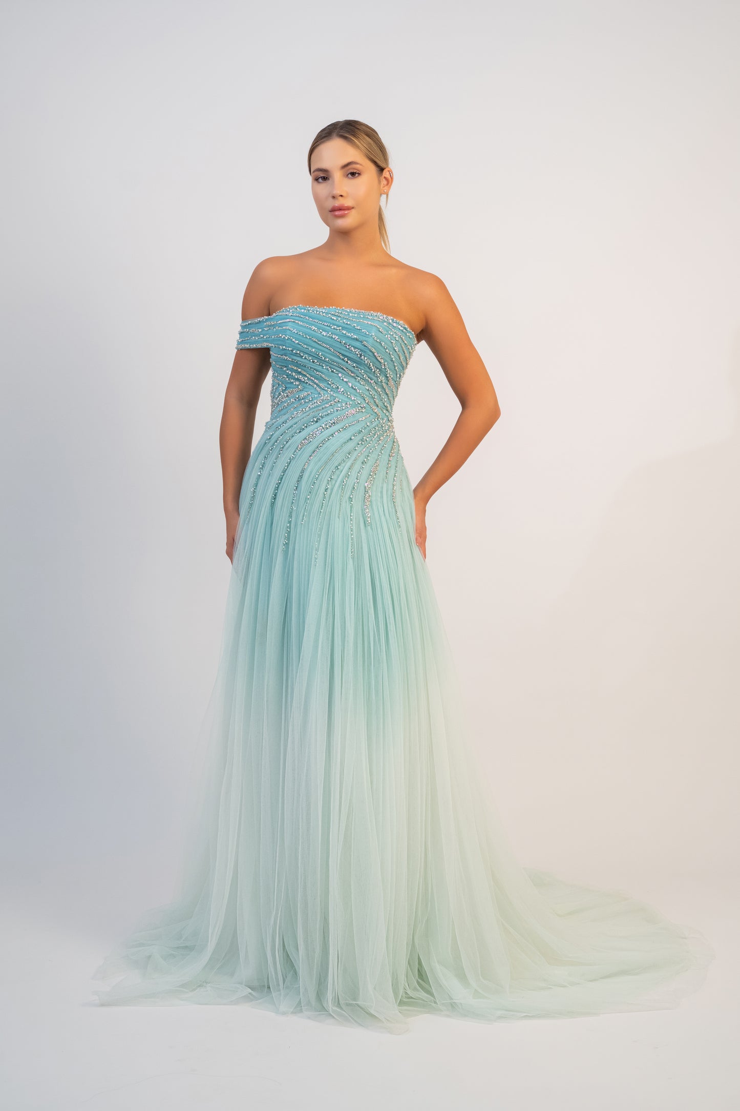 One Shoulder Gradient Gown