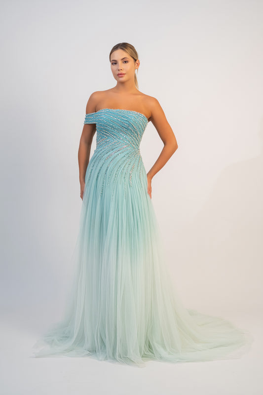 One Shoulder Gradient Gown